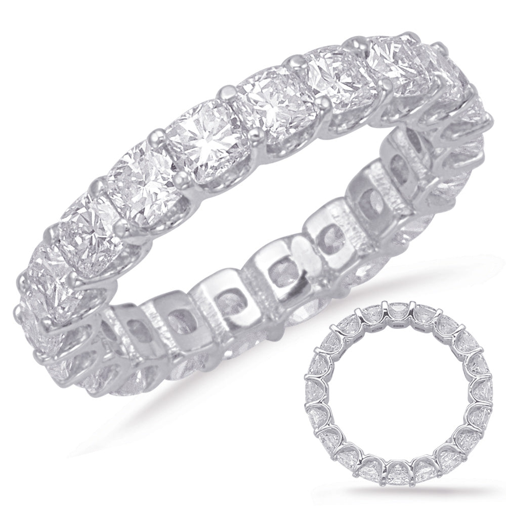 White Gold Cushion Cut Eternity Band