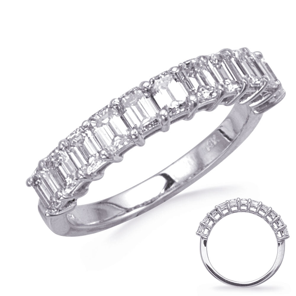 White Gold Diamond Emerald Cut Band