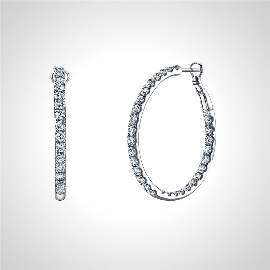 18K White Gold 6.48ct Diamond Hoops