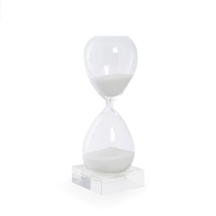 60 Minute Crystal Sand Timer on Crystal Base with White Sand.