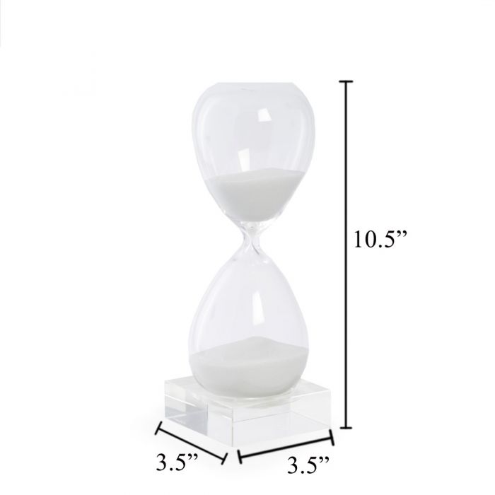 60 Minute Crystal Sand Timer on Crystal Base with White Sand.