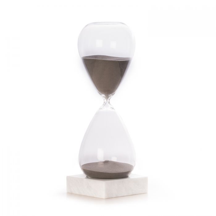 90 Minute Hourglass Sand Timer on Marble Base, Grey Sand