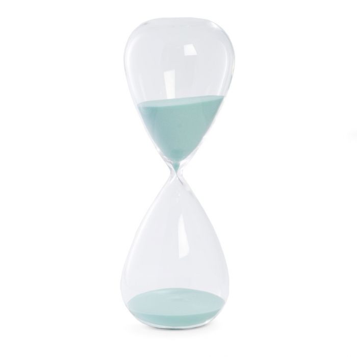 90 Minute Crystal Sand Timer with Light Blue Sand.