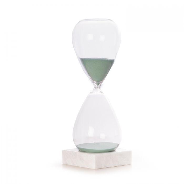 90 Minute Hourglass Sand Timer on Marble Base, Light Blue Sand