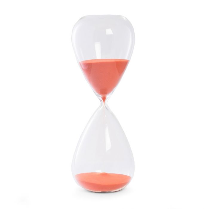 90 Minute Crystal Sand Timer with Red Orange Sand.