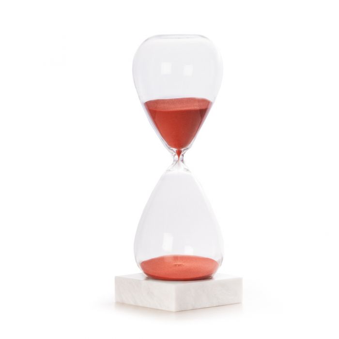 90 Minute Crystal Sand Timer with Red Orange Sand.