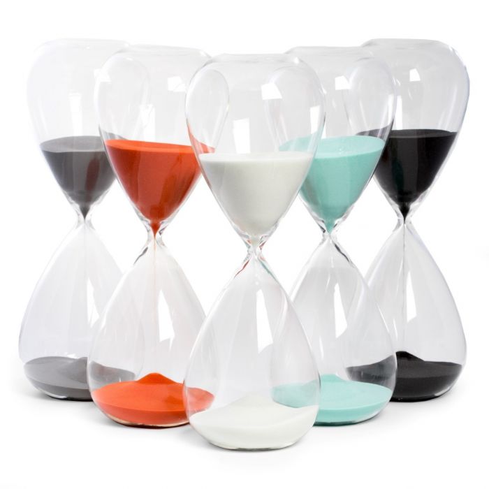 90 Minute Crystal Sand Timer with Light Blue Sand.
