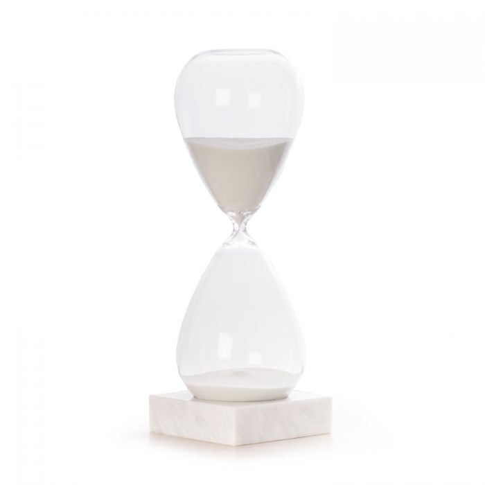 90 Minute Hourglass Sand Timer on Marble Base, White Sand