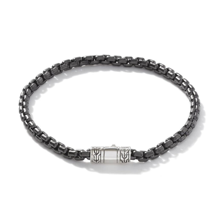 Box Chain Bracelet, Dark Silver, 4MM