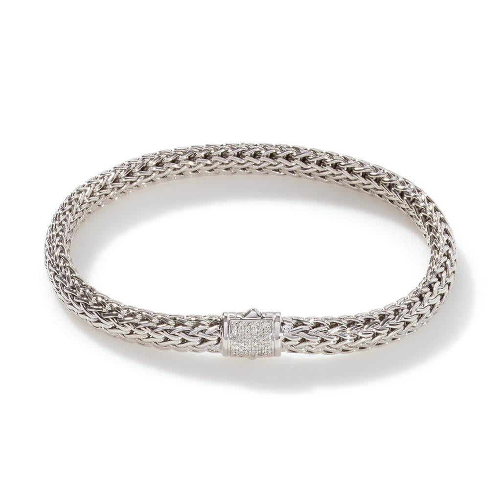 Icon Bracelet, Silver, Diamonds, 6.5MM