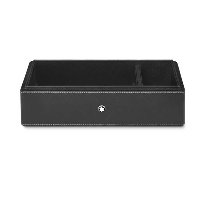 Desk Box in leather for three writing instruments and an ink bottle