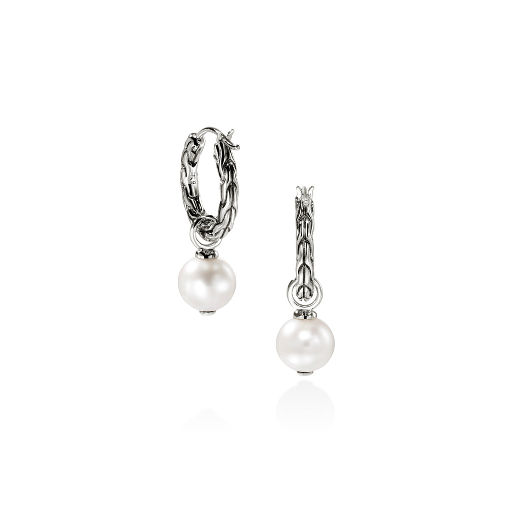 JH Essential Pearl Hoop Earring, Sterling Silver, 16MM