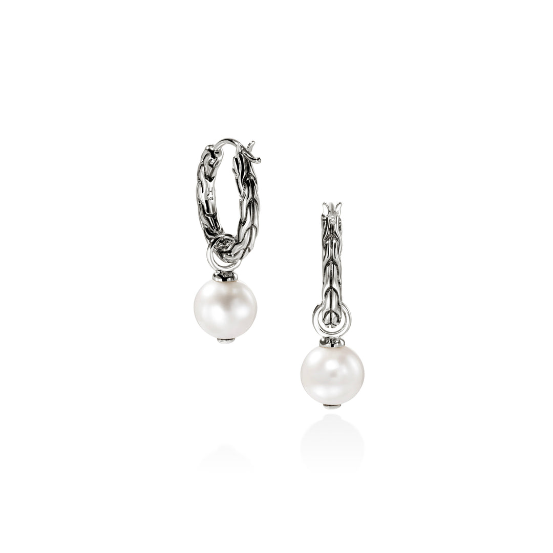 JH Essential Pearl Hoop Earring, Sterling Silver, 16MM