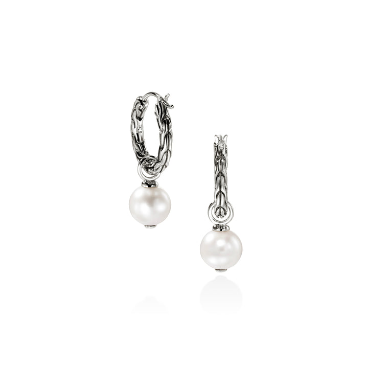 JH Essential Pearl Hoop Earring, Sterling Silver, 16MM