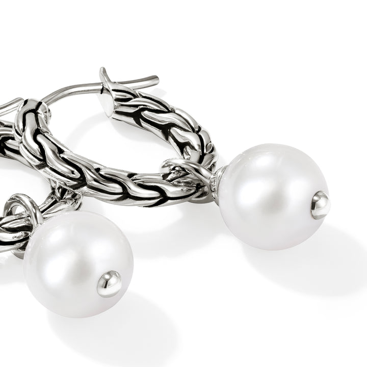 JH Essential Pearl Hoop Earring, Sterling Silver, 16MM
