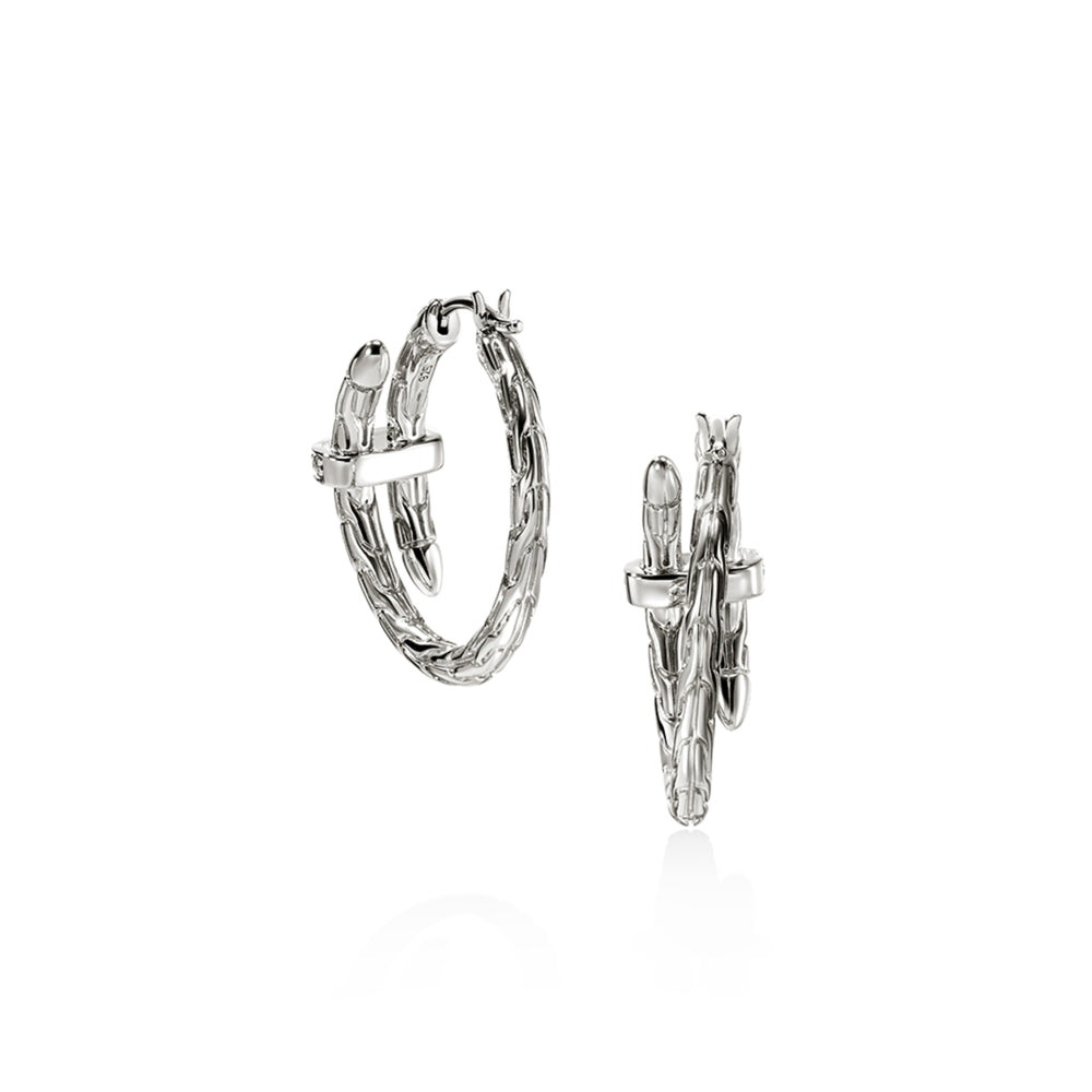 Spear Hoop Earring, Silver, Diamonds, 22.5MM