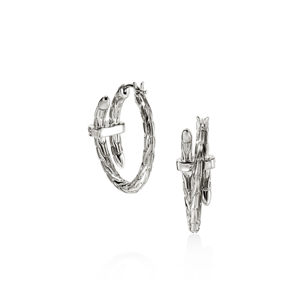 Spear Hoop Earring, Silver, Diamonds, 22.5MM
