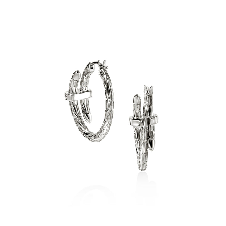 Spear Hoop Earring, Silver, Diamonds, 22.5MM