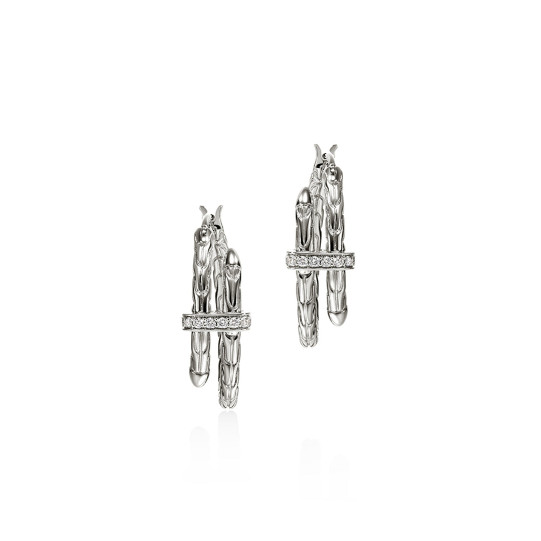 Spear Hoop Earring, Silver, Diamonds, 22.5MM