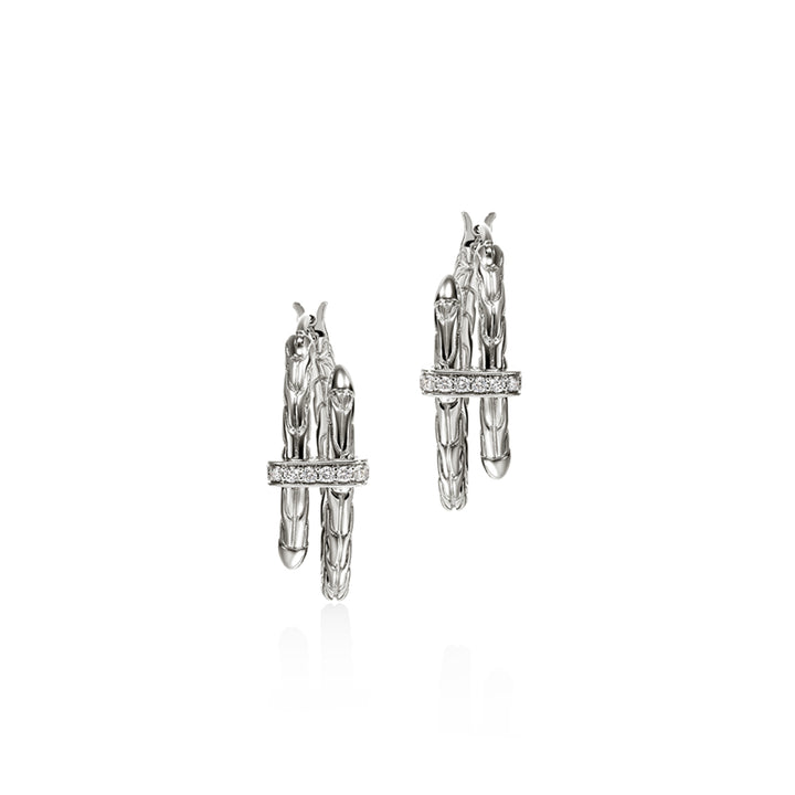Spear Hoop Earring, Silver, Diamonds, 22.5MM