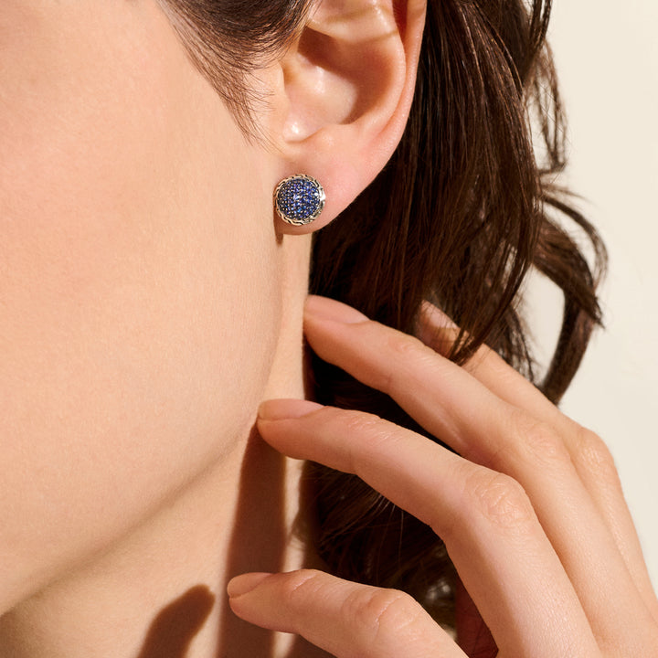 JH Essential Pave Stud Earring, Sterling Silver, Gemstones, 10MM
