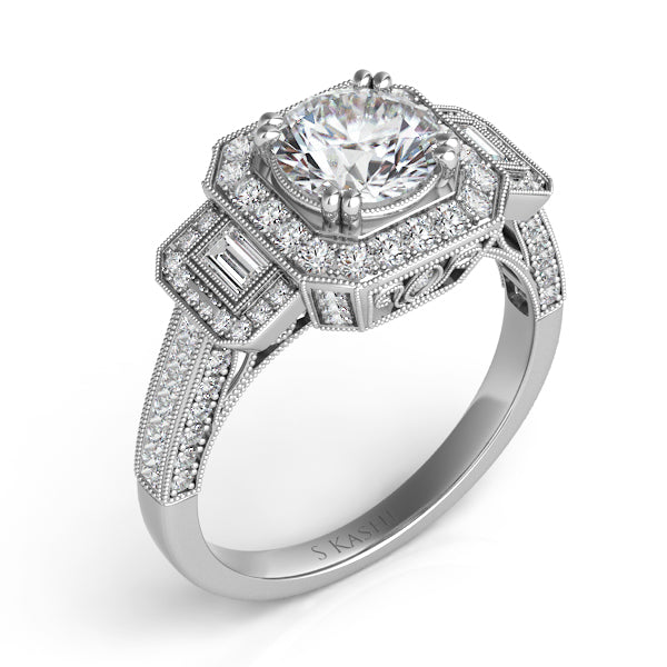 White Gold Halo Engagement Ring