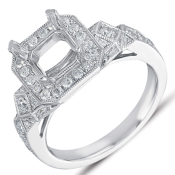 White Gold Pave Engagement Ring