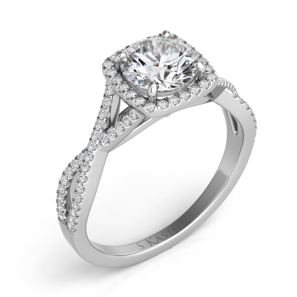 White Gold Halo Engagement Ring