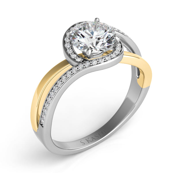White & Yelllow Gold Engagement Ring