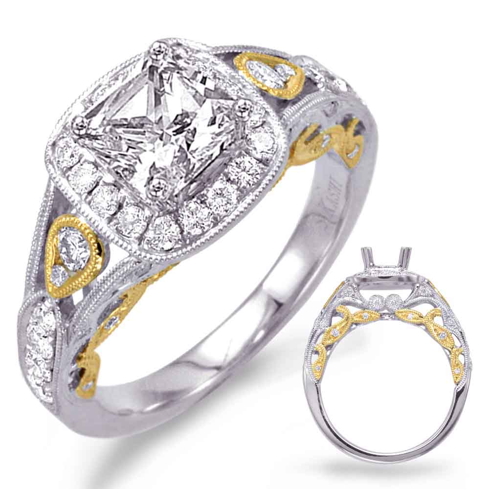 Yellow & White Gold Halo Engagement