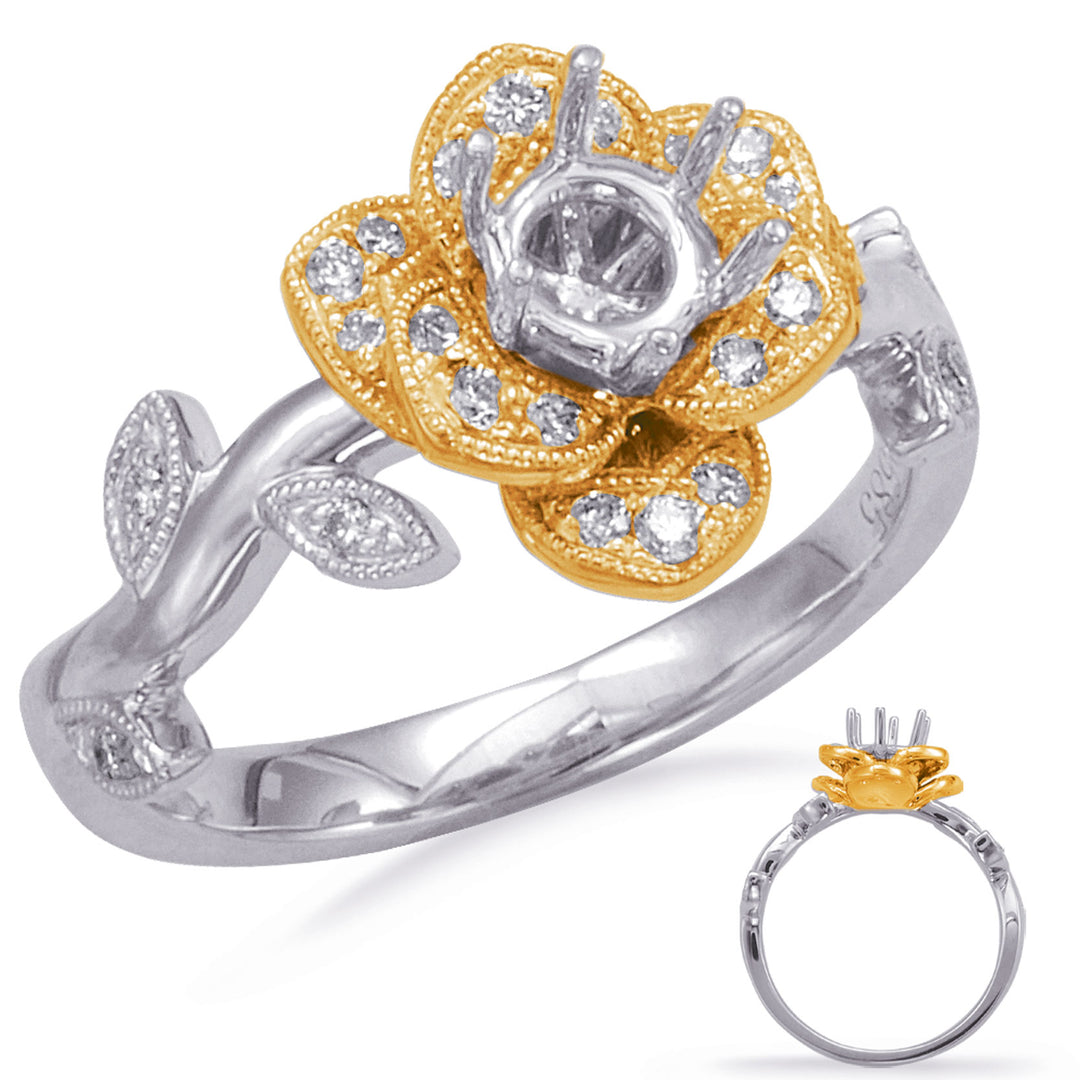 White & Yellow Gold Halo Engagement Ring