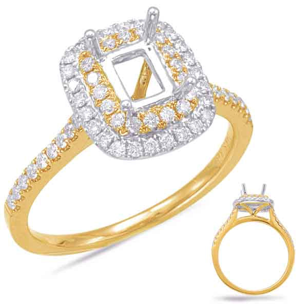 Yellow & White Gold Halo Engagement Ring