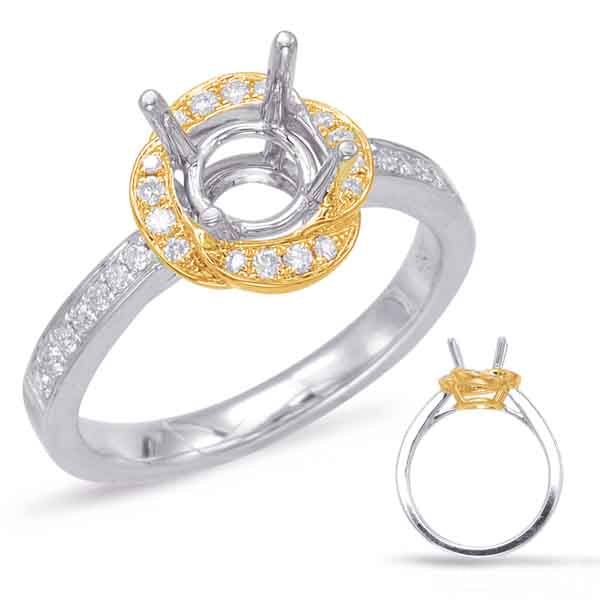 Yellow & White Gold Halo Engagement Ring