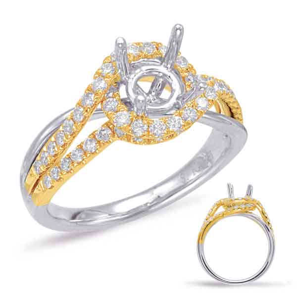 Yellow & White Gold Halo Engagement Ring