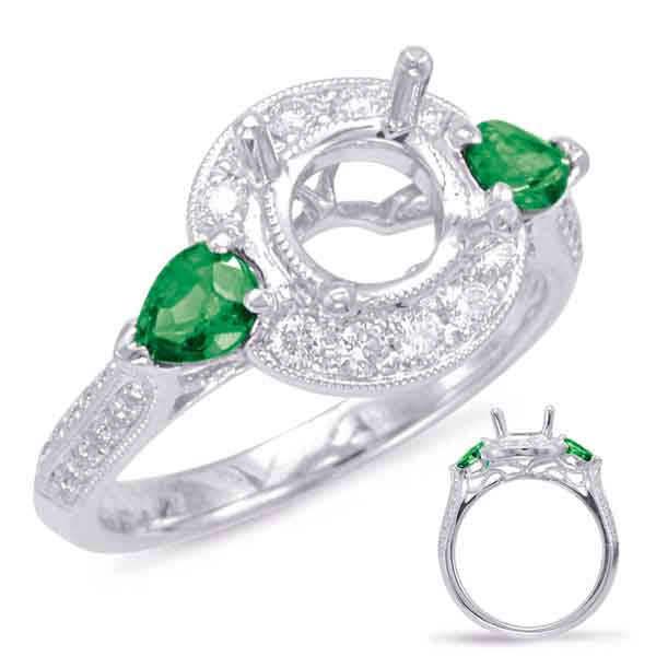 White Gold Tsavorite & Diamond Halo Ring