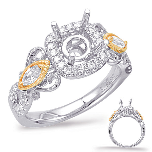 Yellow & White Gold Halo Engagement Ring
