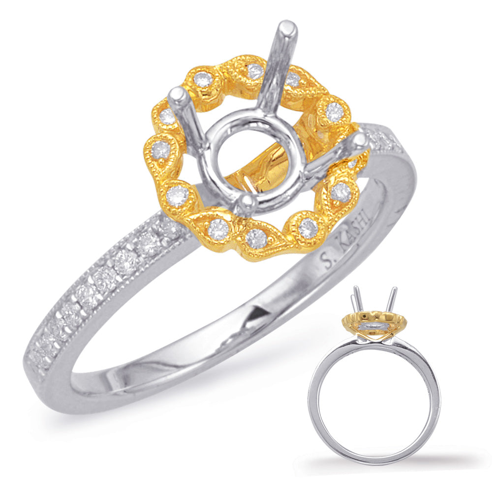 Yellow & White Halo Engagement Ring