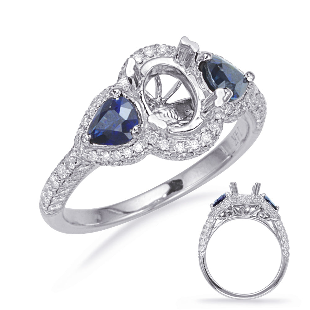 White Gold Sapphire & Diamond Eng Ring