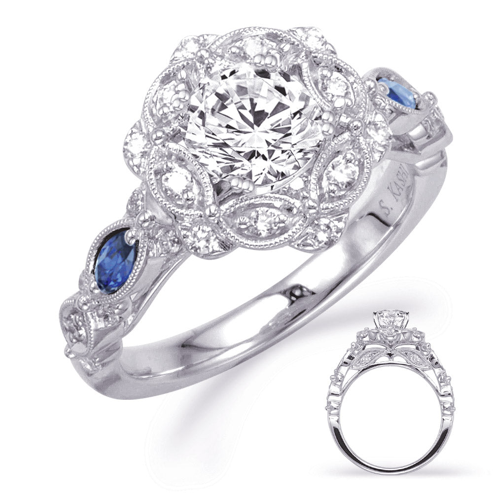 White Gold Sapp & Dia Engagement Ring