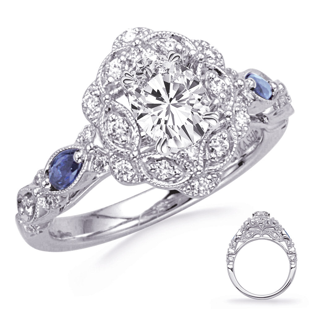 White Gold Sapphire & Diamond Eng Ring