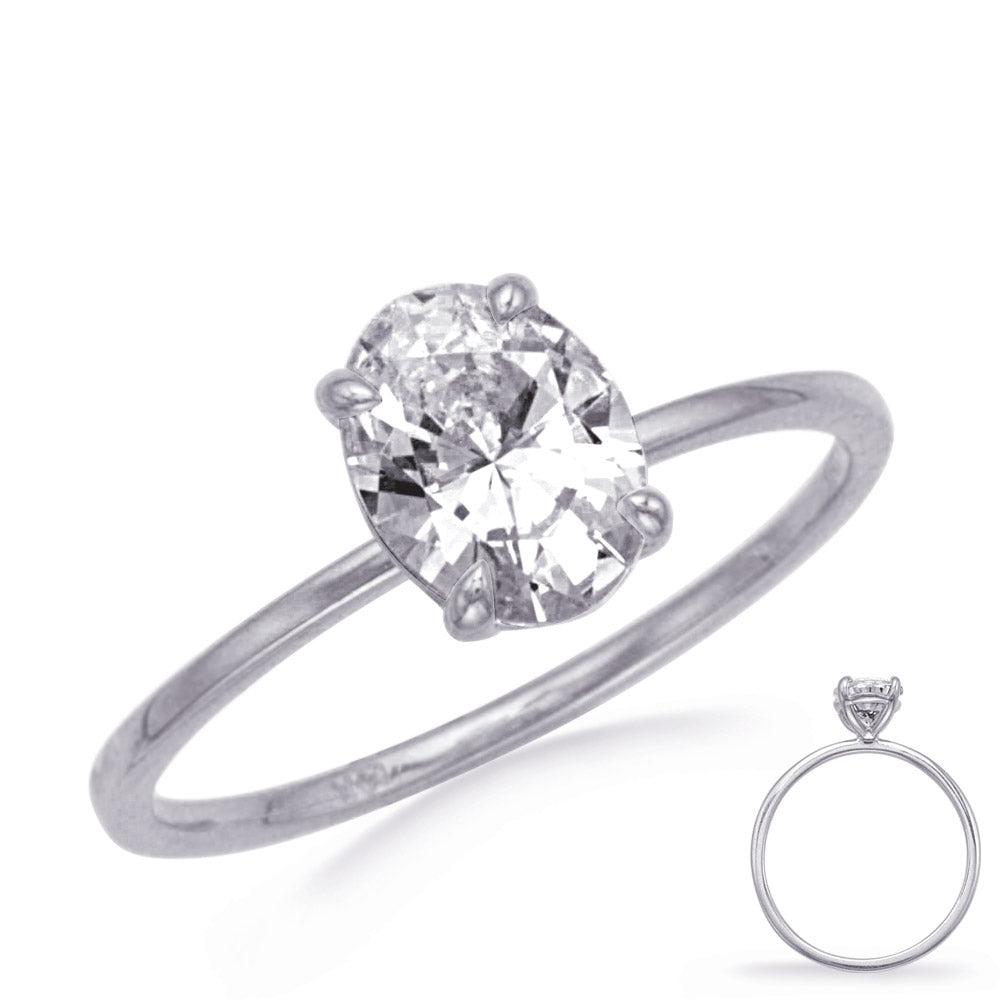 White Gold Engagement Ring 9x7mm oval