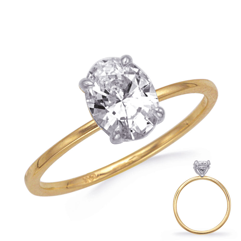 Yellow & White  Gold Engagement Ring 7x5