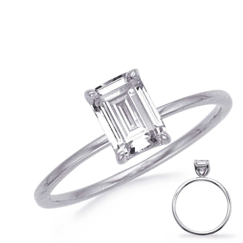 White Gold Engagement Ring 8x6mm EC