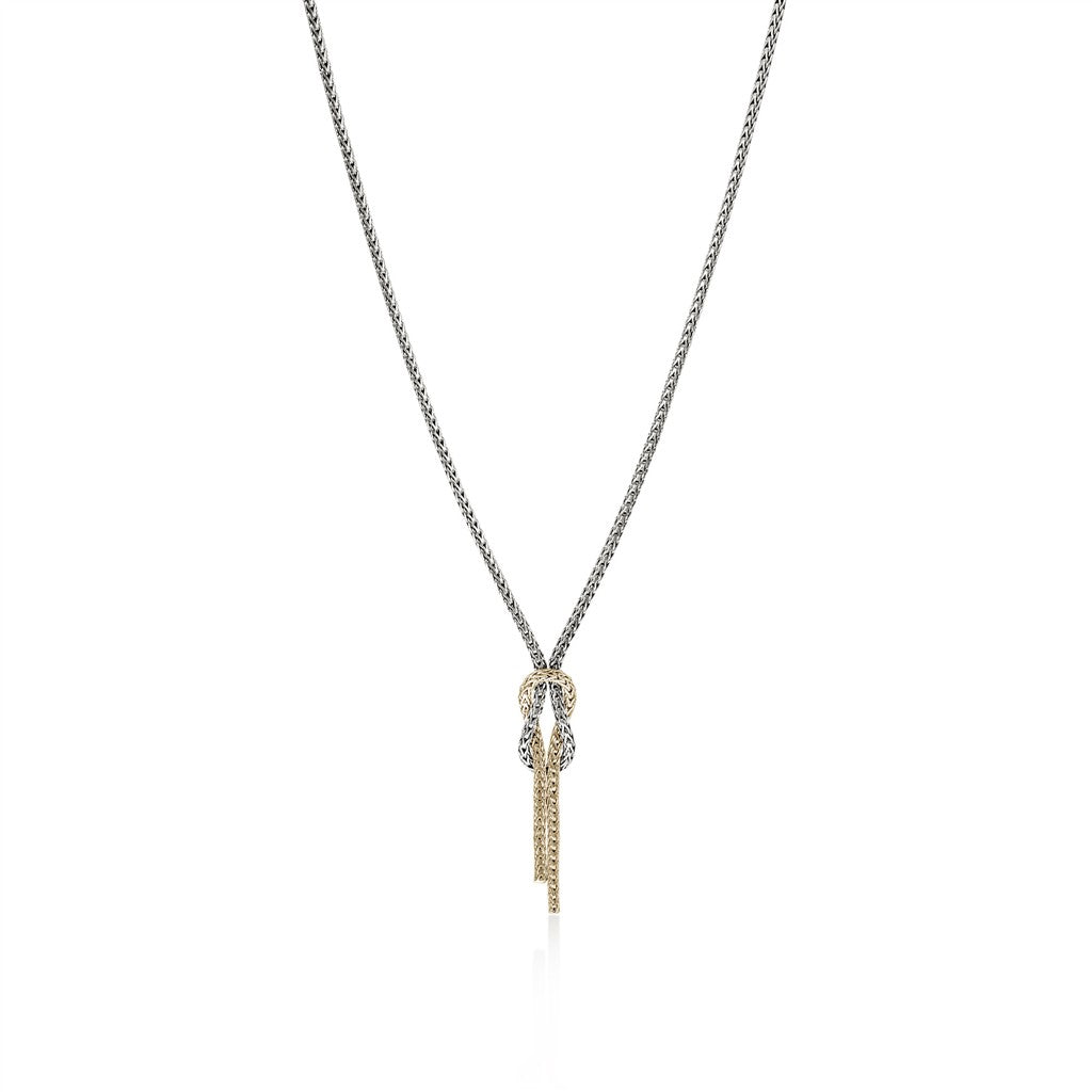 Love Knot Y Necklace, Gold, Sterling Silver, 1.8MM – Barton