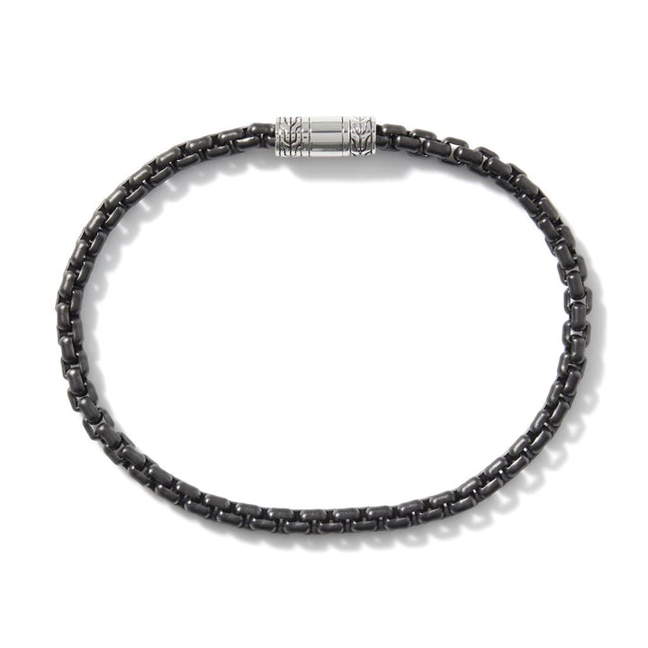 Box Chain Bracelet, Dark Silver, 4MM