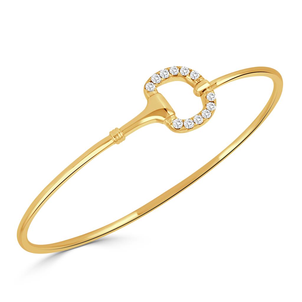 18K Yellow Gold 0.30ct Diamond Stirrup Bangle