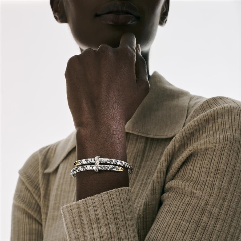 Spear Flex Cuff, Silver, Gold, Diamonds