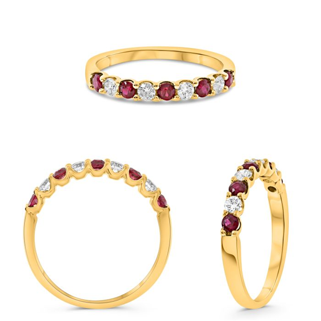 14K Yellow Gold 0.50ct Ruby & Diamond Band