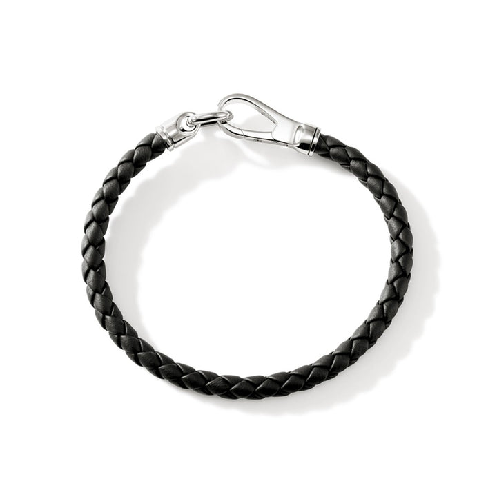 Hook Clasp Bracelet, Leather, Silver, 5MM