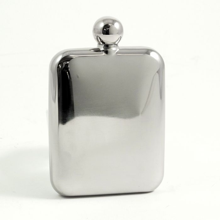 6 oz. Stainless Steel Mirror Finish Flask with Rounded Corners.